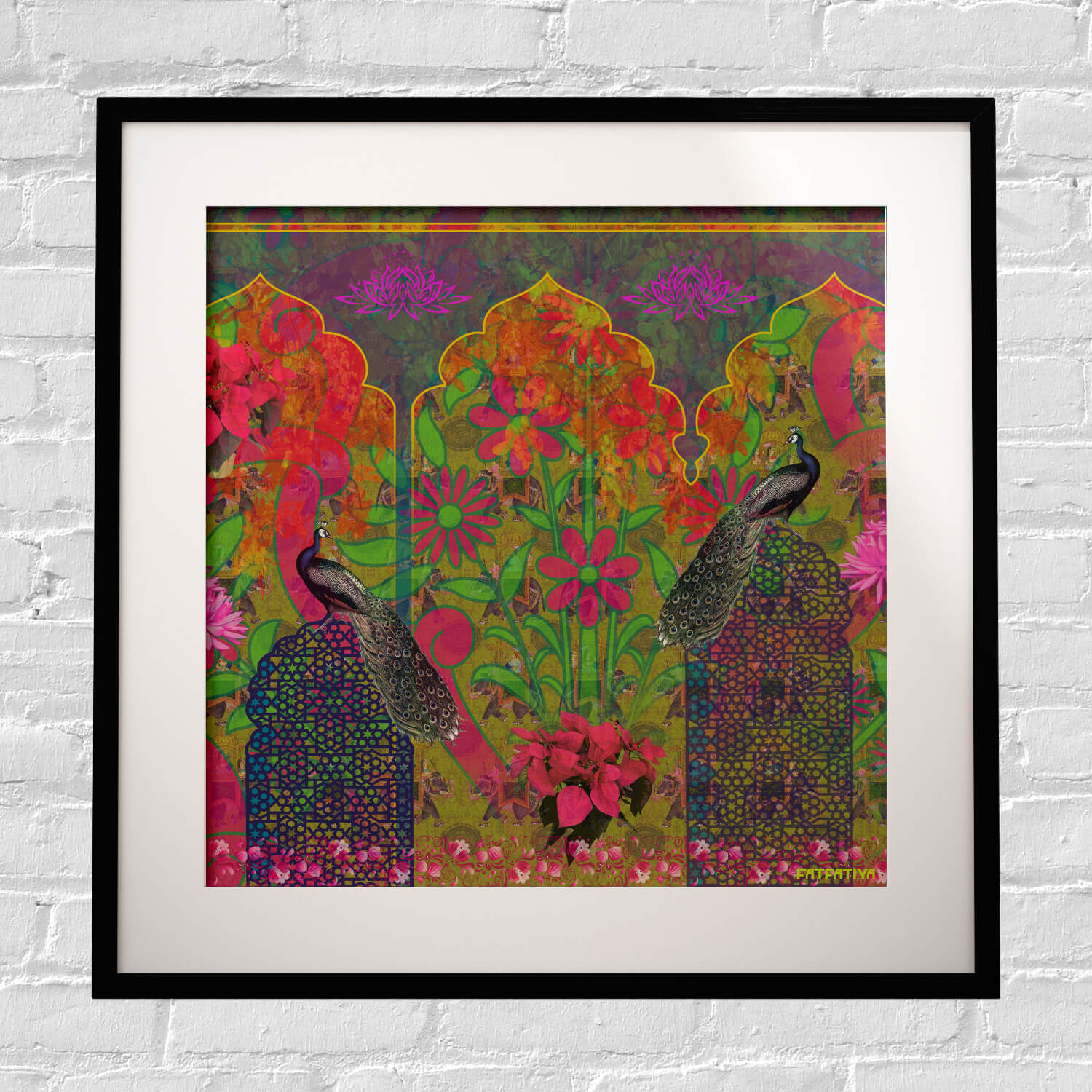 Peacock in Castle Framed Indian Wall Art Print