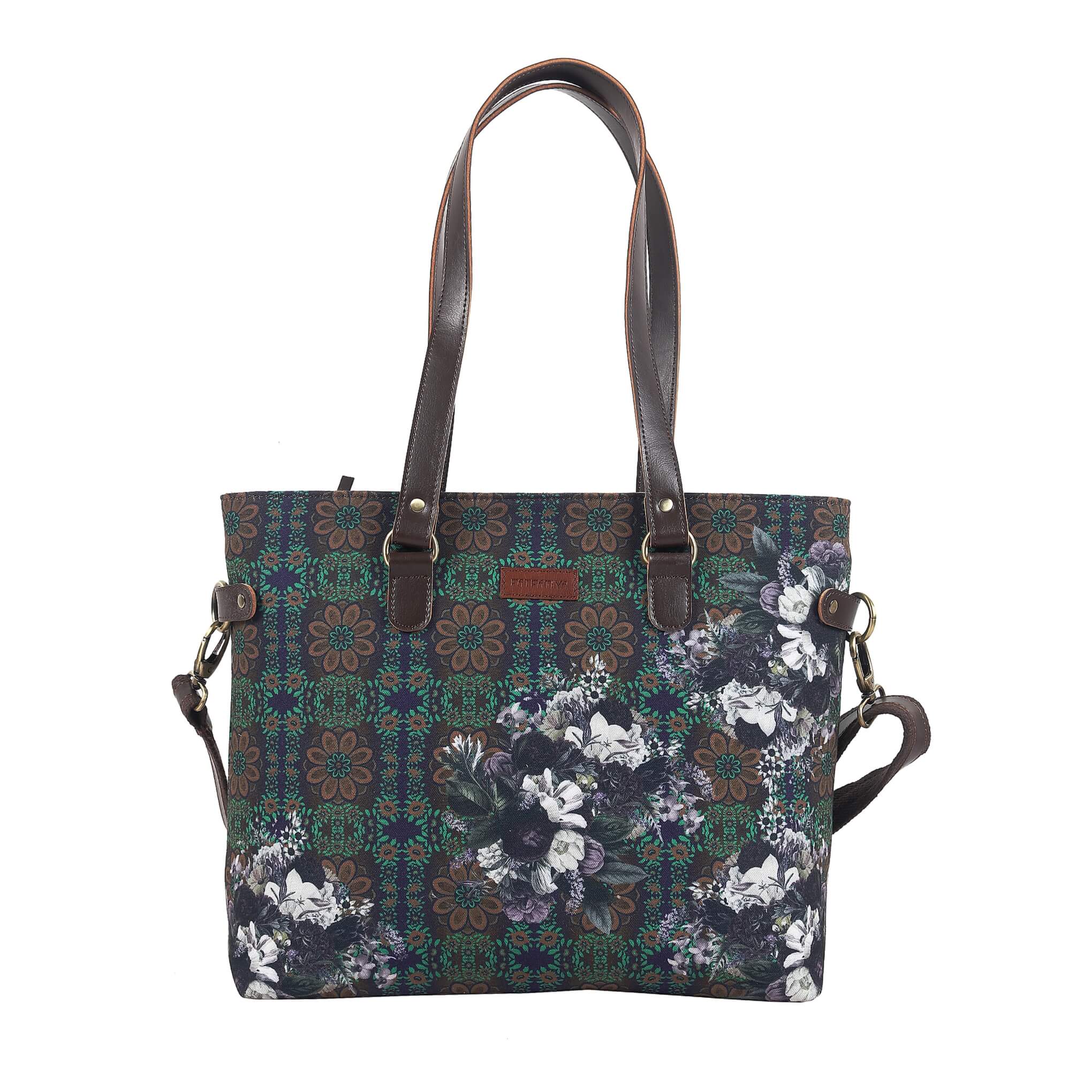 Abstract Flower Print Womens Designer Bag