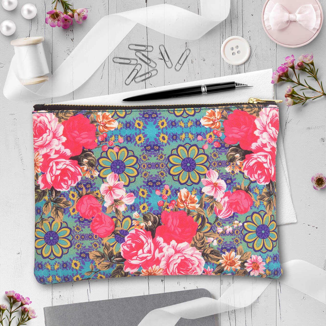 Cool Flowers Cosmetic Pouch