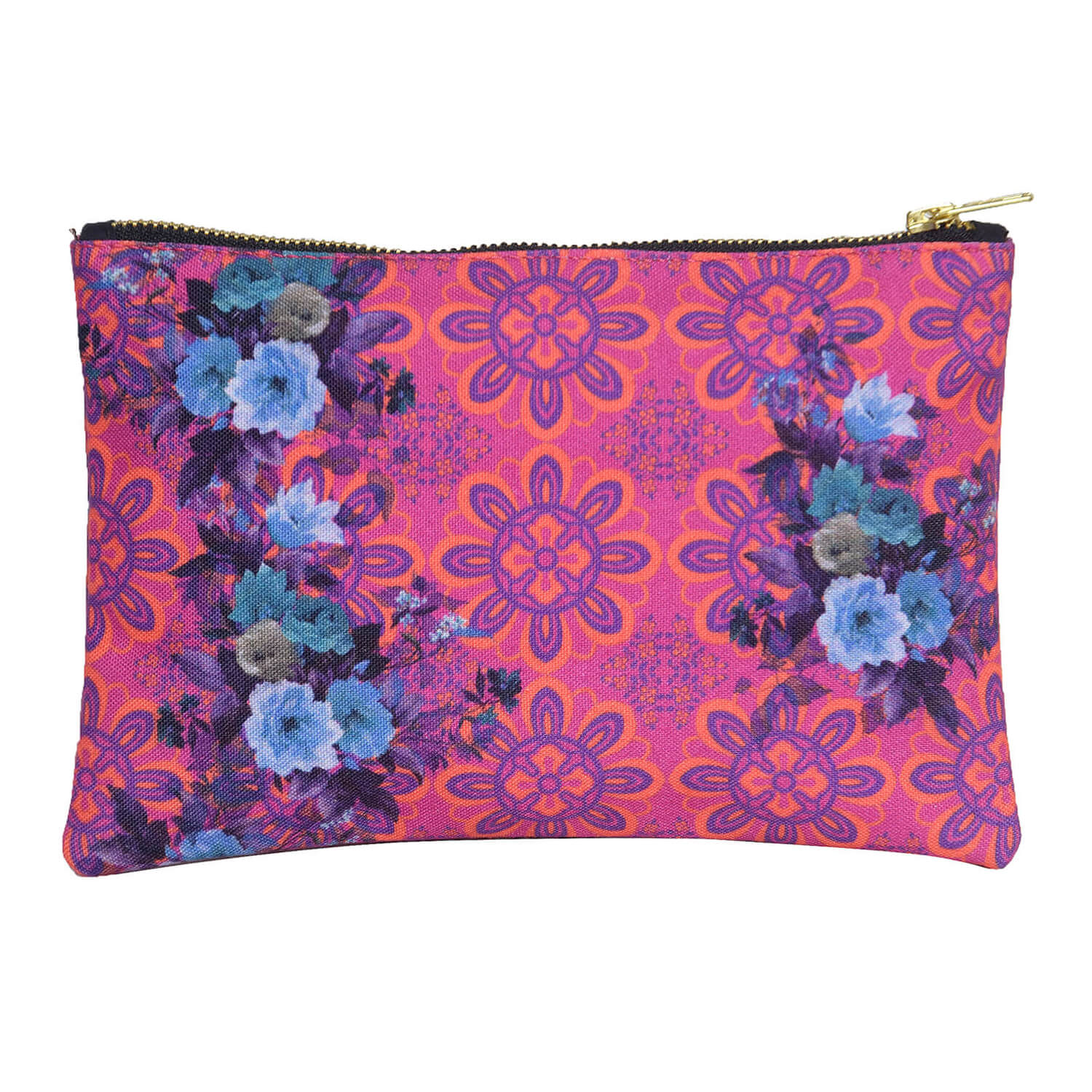 Pink and Blue Floral Utility Pouch