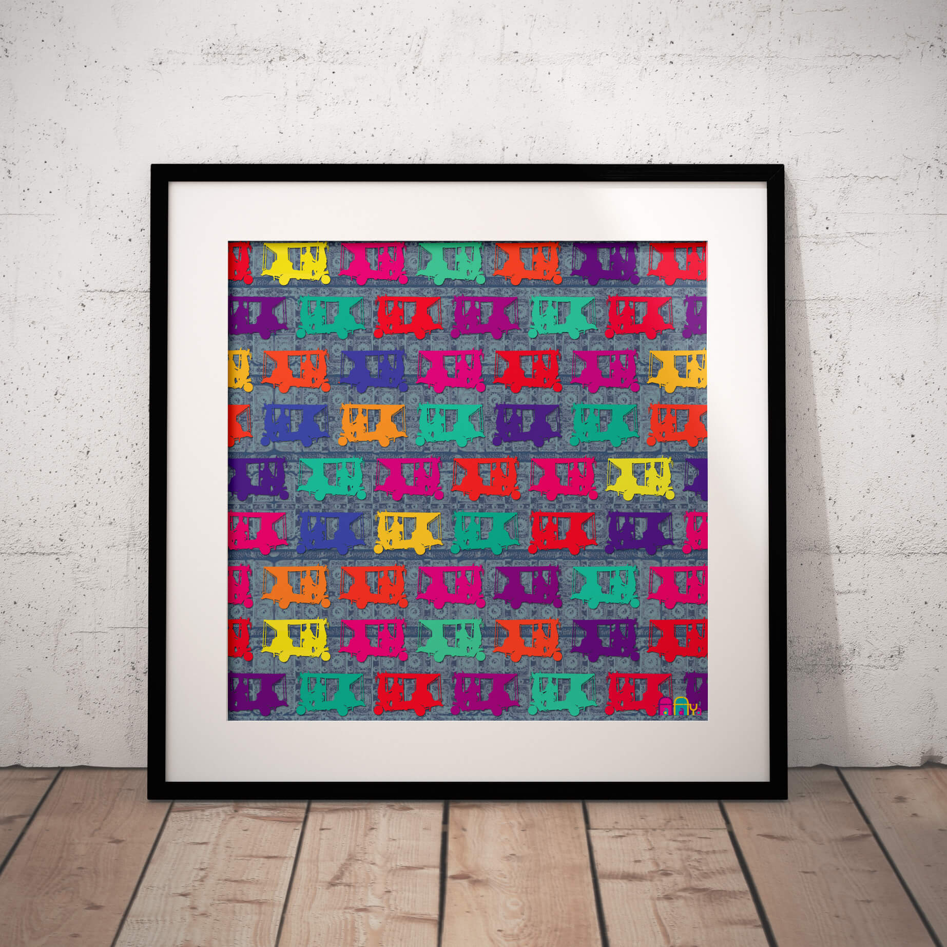 Pop Taxis Art Print 12×12 Inches