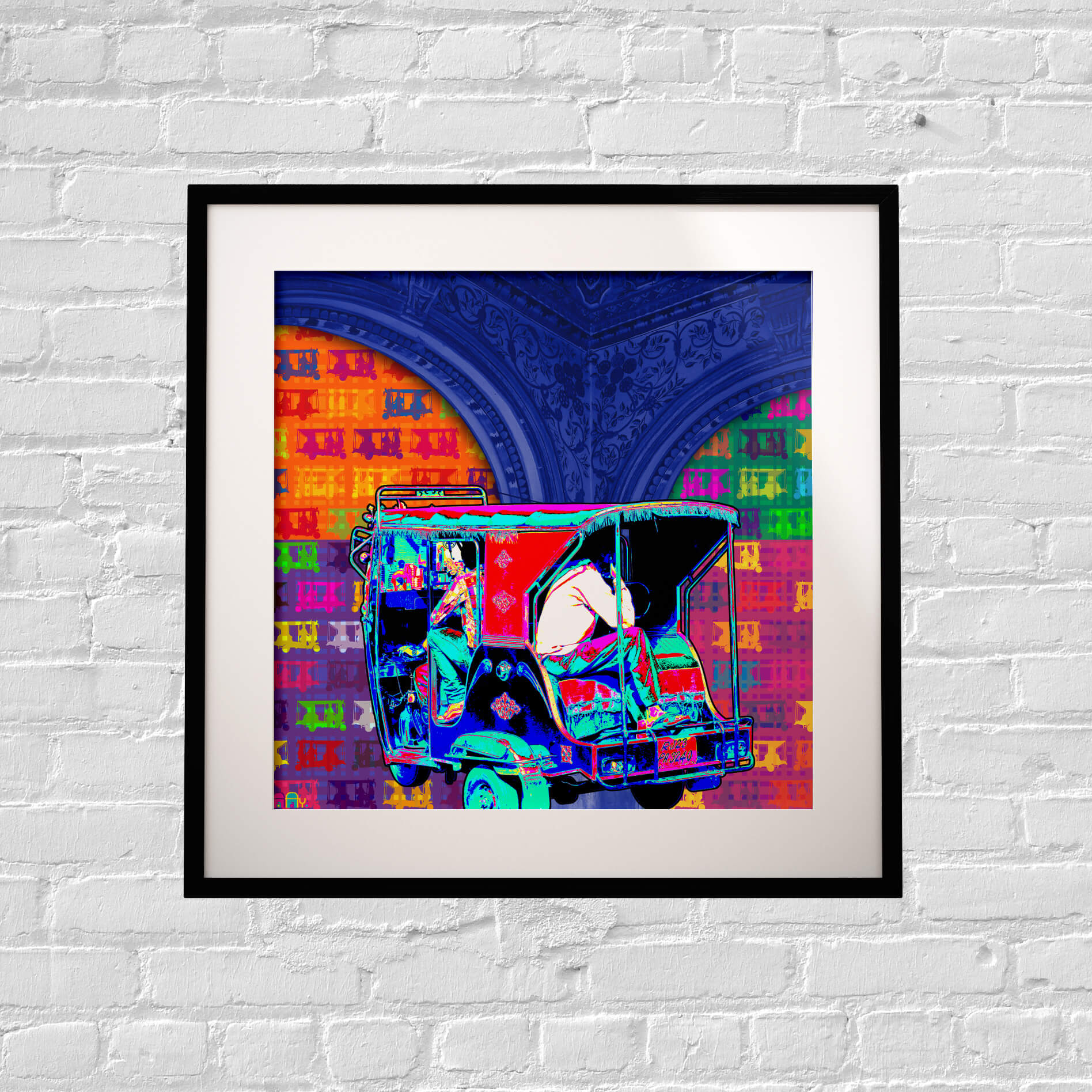 Colorful Taxi Art Print 9×9 Inches