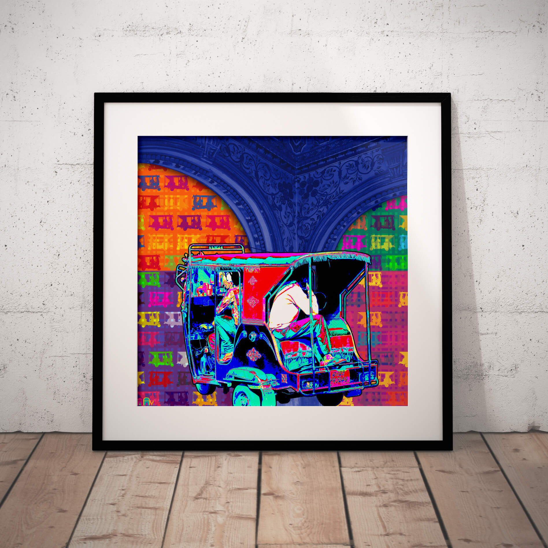 Colorful Taxi Art Print 9×9 Inches