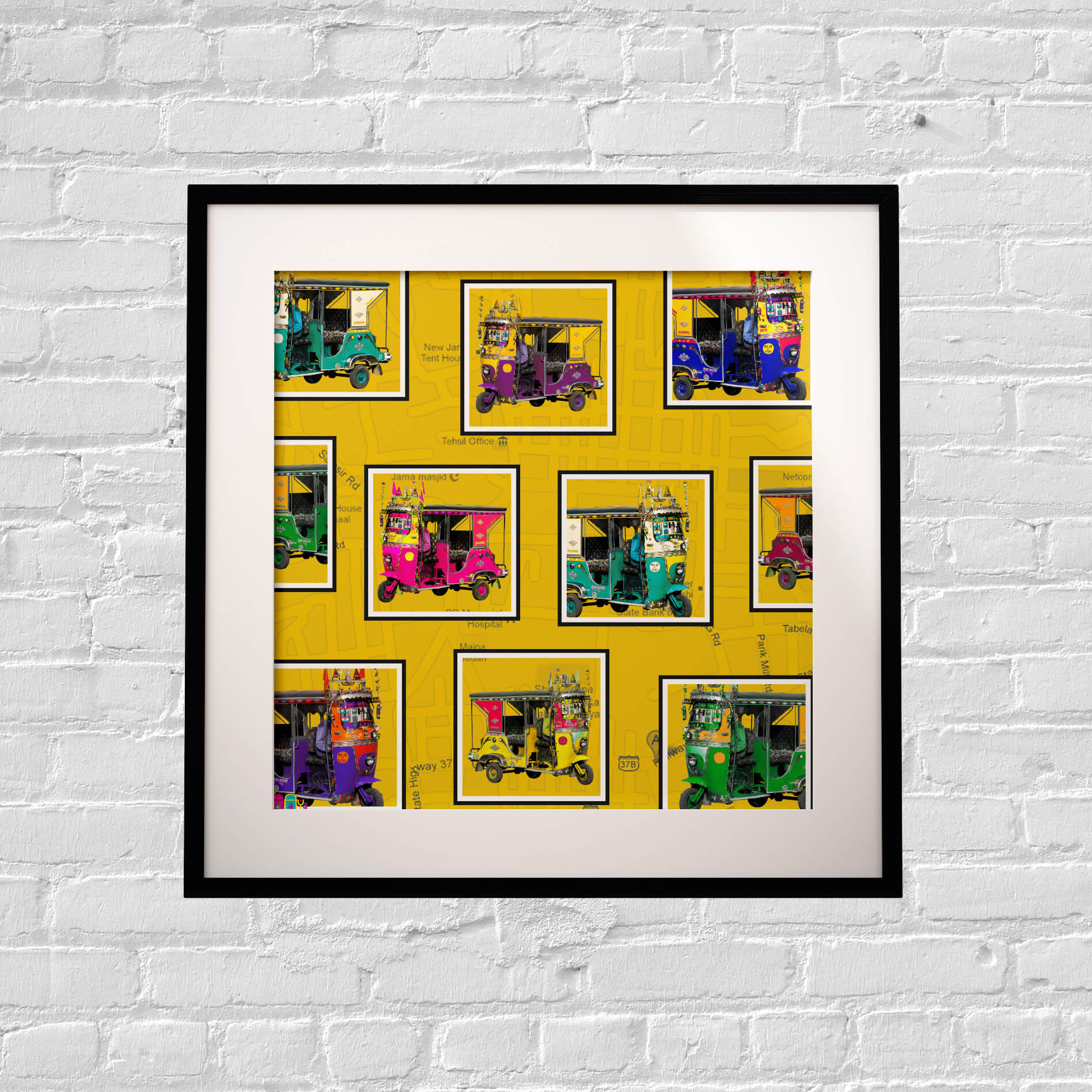 Retro Taxis Art Print 9×9 Inches